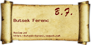 Butsek Ferenc névjegykártya